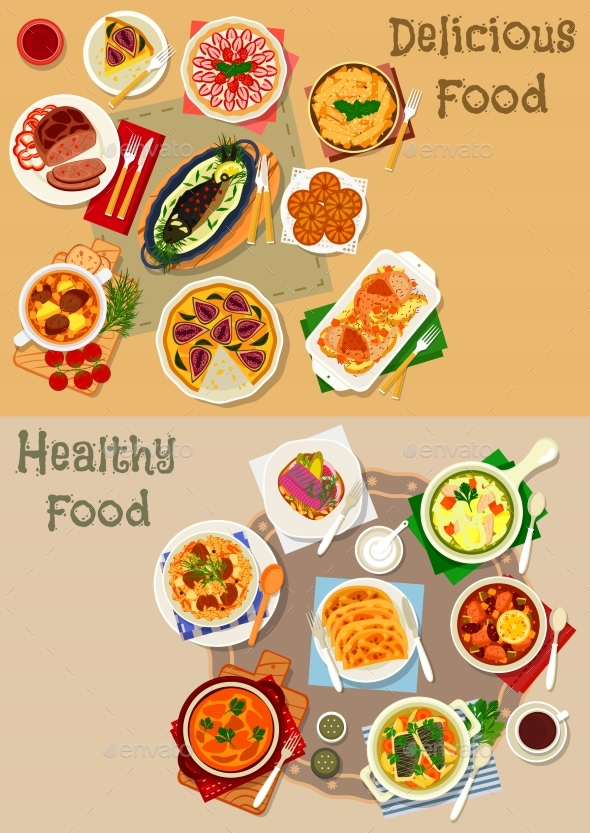Tatar National Cuisine Icon Set for Food Design - Food Objects