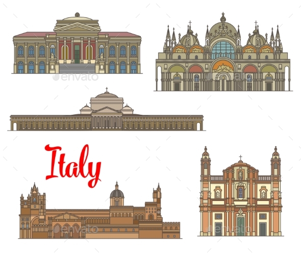 Italian Travel Landmarks of Arts and Religion - Buildings Objects