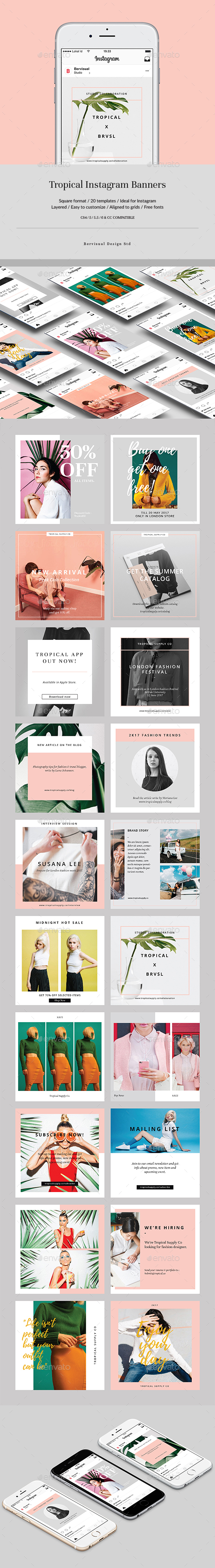 Tropical Instagram Banners - Social Media Web Elements