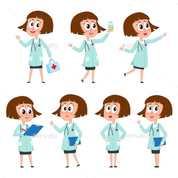 Comic Style Female, Woman Doctor Character - Health/Medicine Conceptual