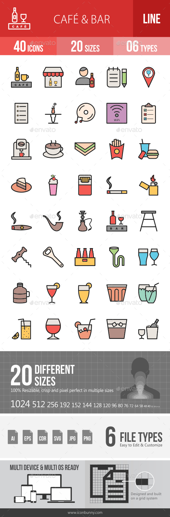 Cafe & Bar Filled Line Icons - Icons