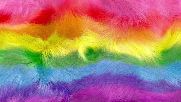 Rainbow Fluffy Fur Background 4K