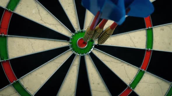Darts Thrown At Bullseye Moving Shot alt