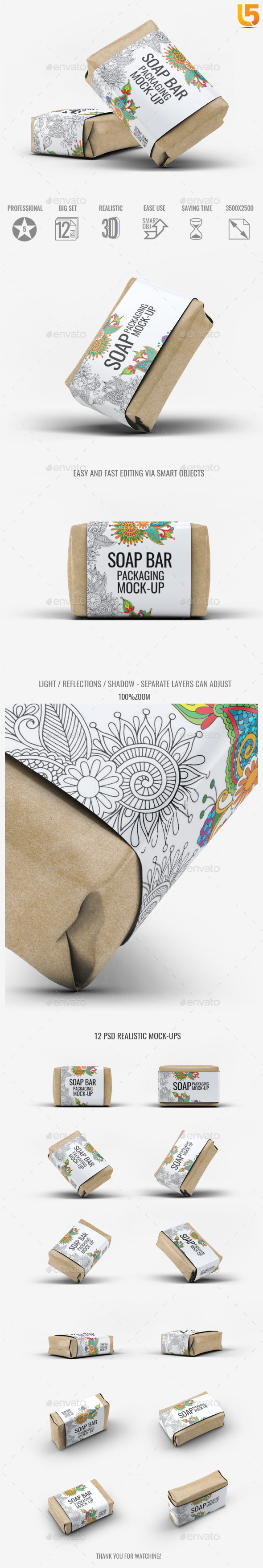 Soap Bar Paper Sleeve Mock-Up - Packaging Product Mock-Ups