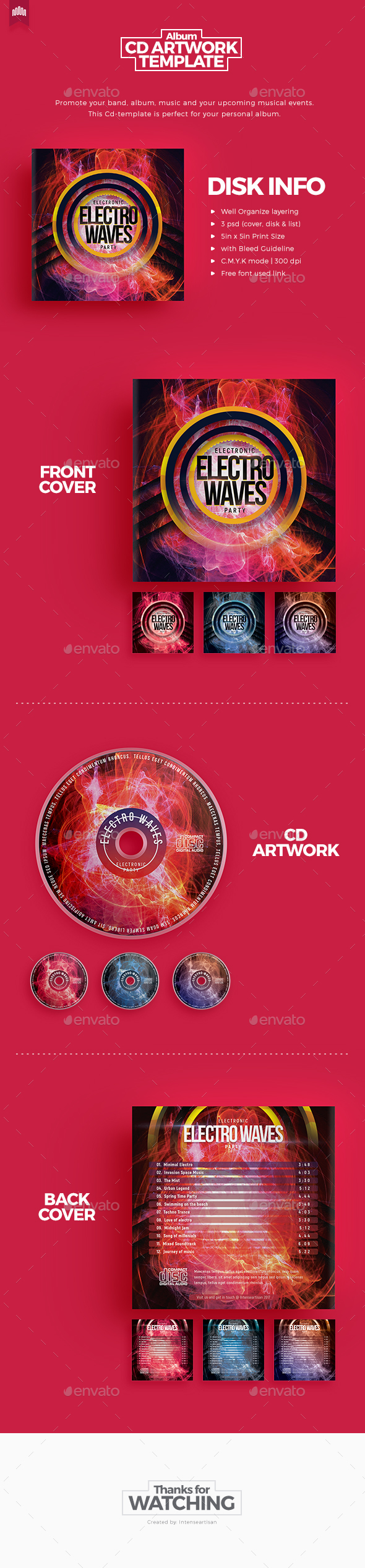 Electro Waves - Cd Artwork - CD & DVD Artwork Print Templates