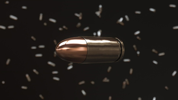 Pistol Bullets Floating in Space