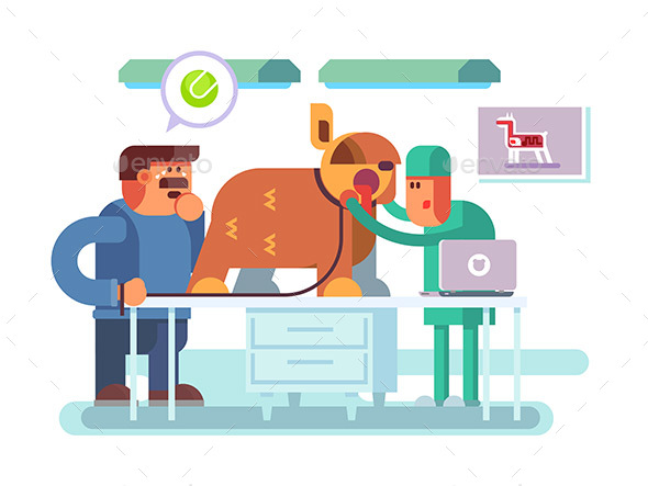 Veterinary Clinic Visitor and Doctor - Health/Medicine Conceptual