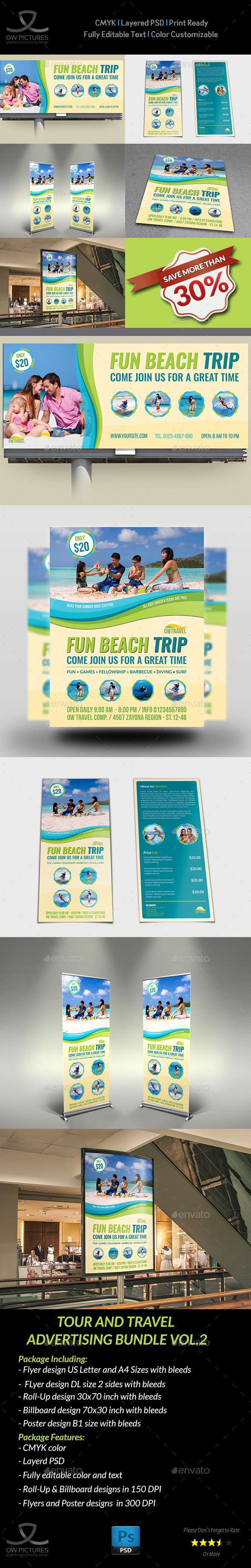 Tour and Travel Advertising Bundle Vol.2 - Signage Print Templates