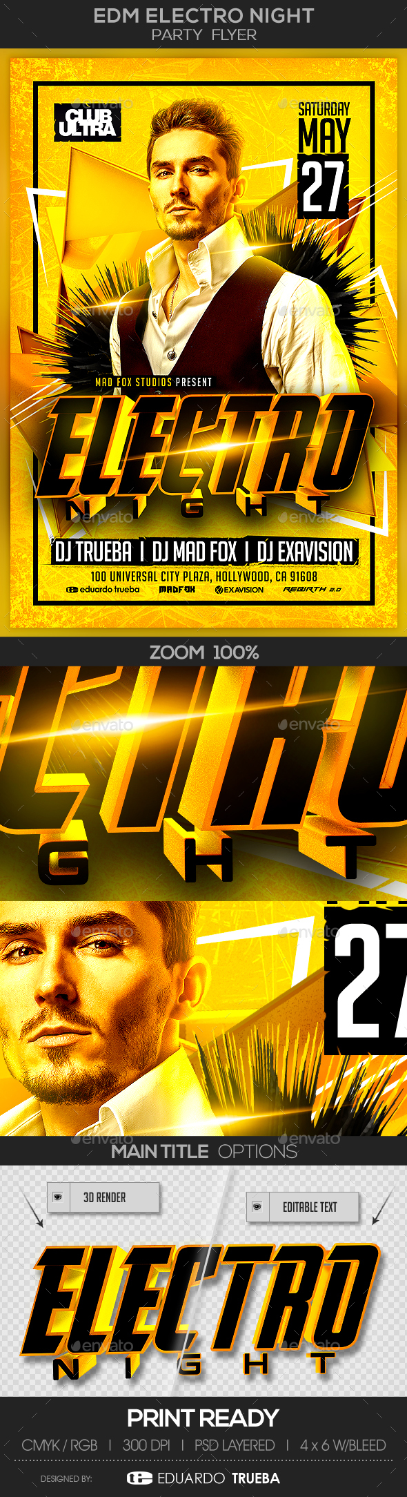 EDM Electro Night Party Flyer - Clubs & Parties Events