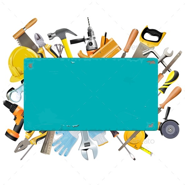 Vector Rusty Frame with Instruments - Industries Business