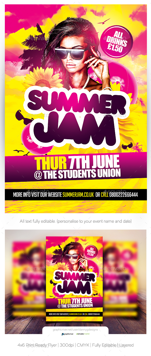 Summer Jam Flyer Template - Clubs & Parties Events