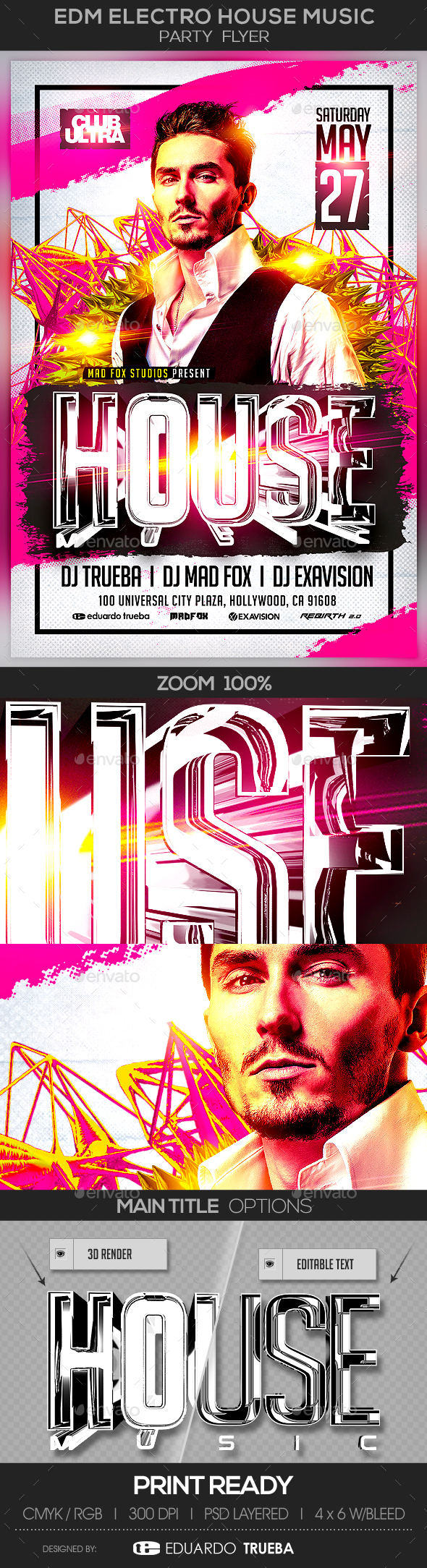 EDM Electro House Music Party Flyer - Clubs & Parties Events