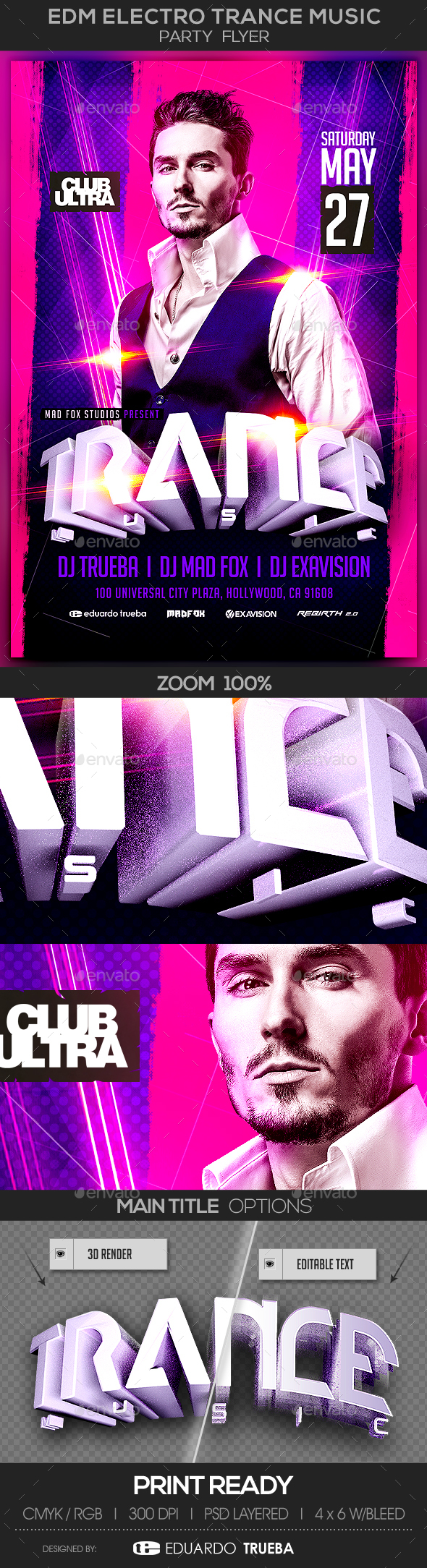 EDM Electro Trance Music Party Flyer - Clubs & Parties Events