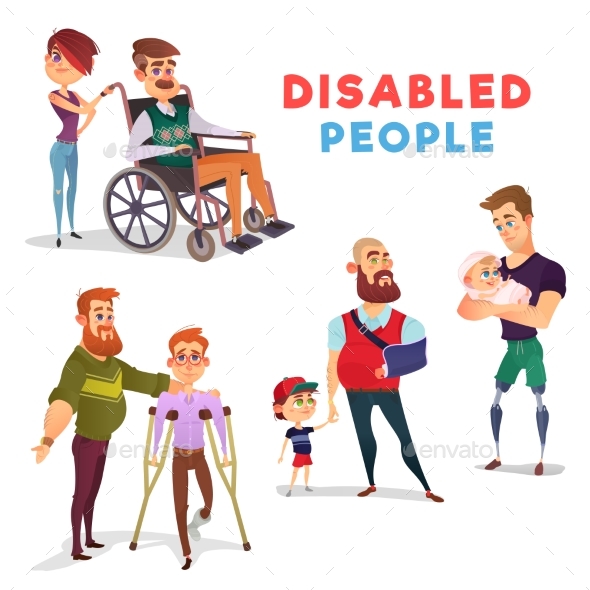 Set of Vector Cartoon Illustrations of People - People Characters