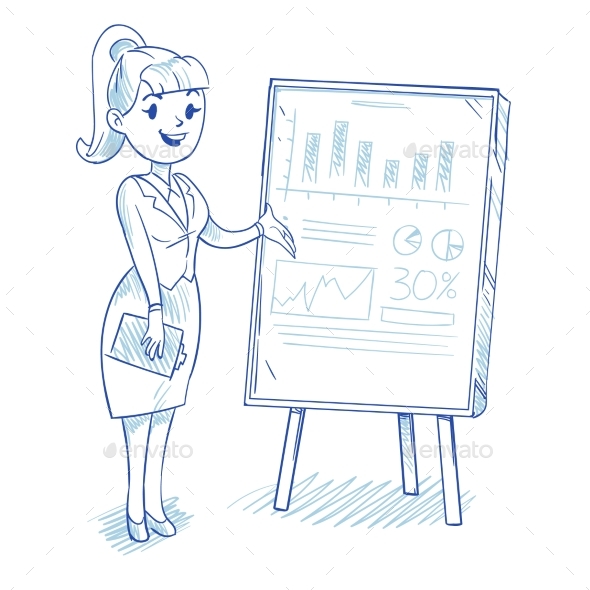 Businesswoman Presenting Business Company - People Characters