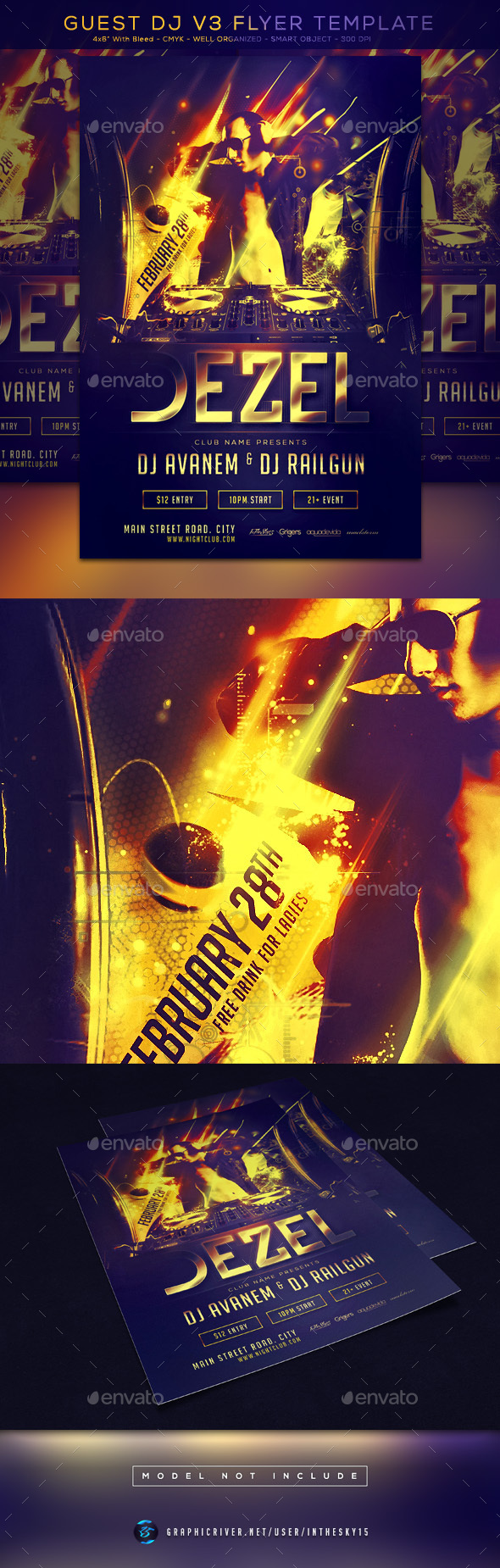 Guest DJ V3 Flyer Template - Flyers Print Templates