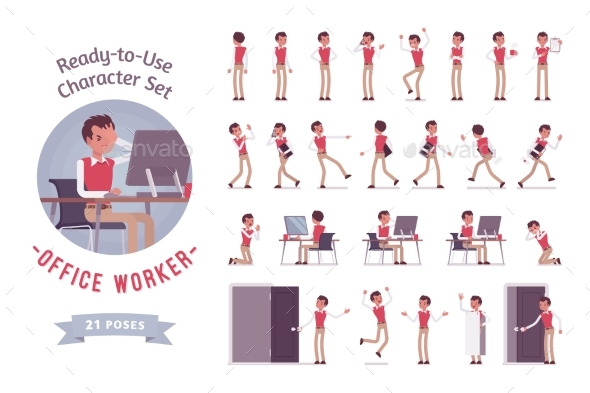Ready-to-Use Young Male Office Worker Character - People Characters