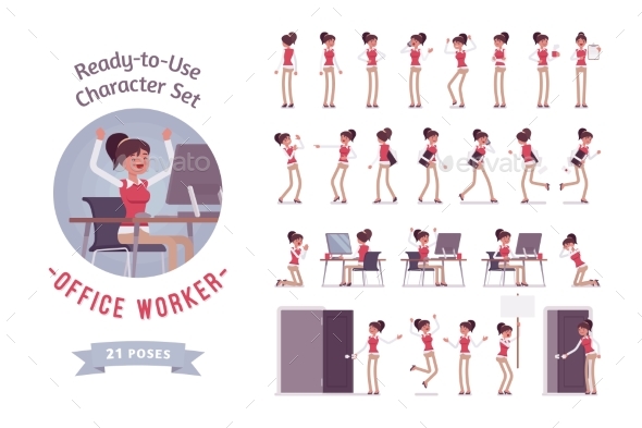 Ready-to-Use Young Female Office Worker Character - People Characters