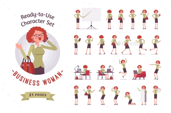 Ready-to-use Businesswoman Character Set - People Characters