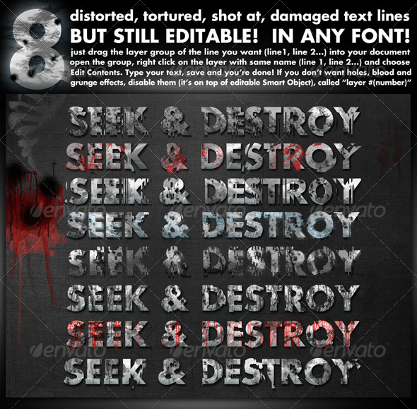 Heavily Damaged Texts - Editable! with ANY font!!! - Miscellaneous Graphics