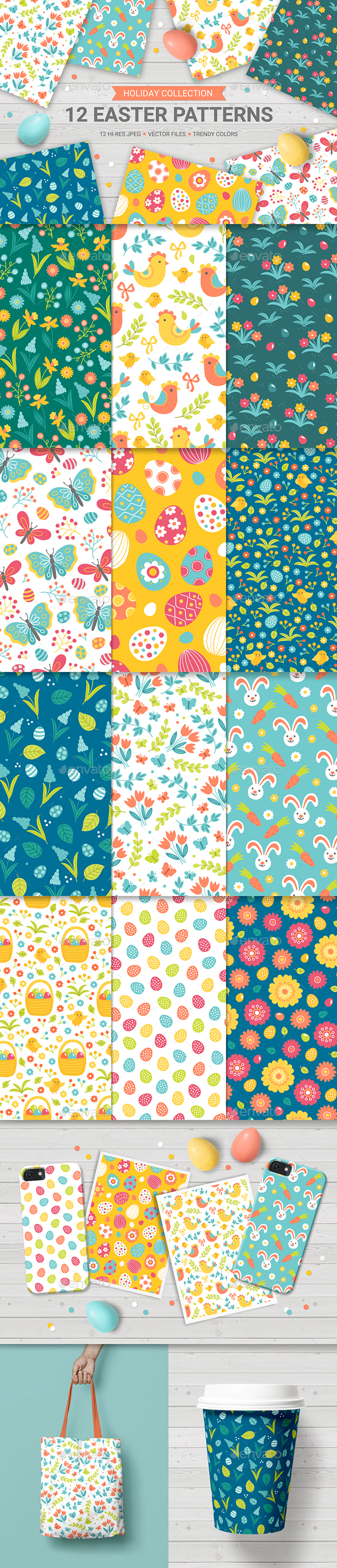 12 Easter Seamless Patterns - Miscellaneous Seasons/Holidays