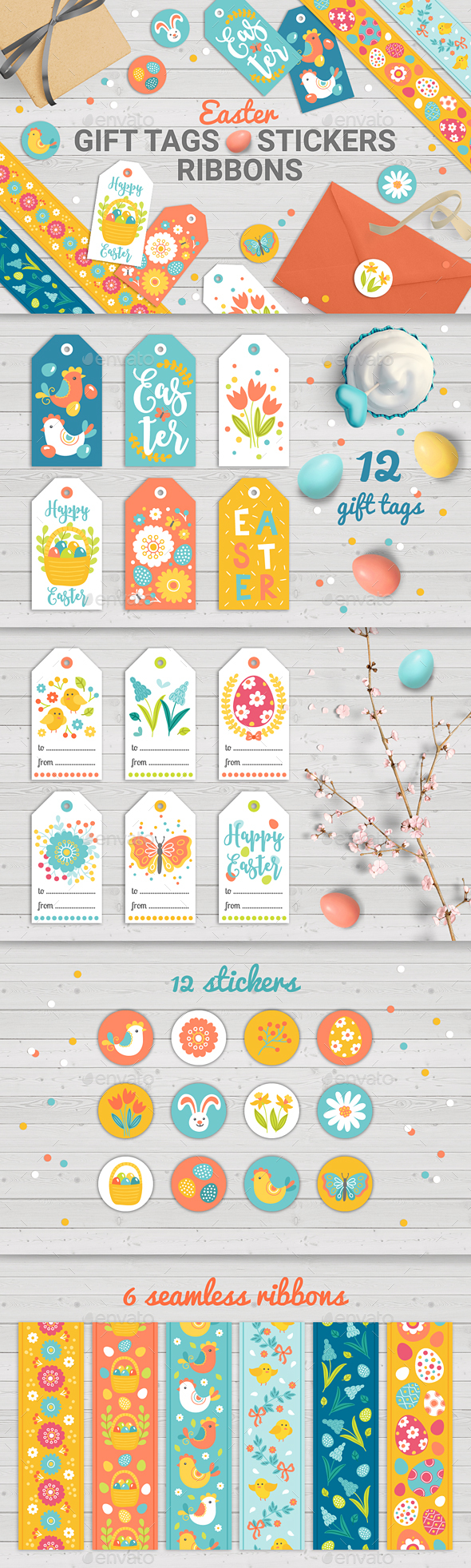 Easter Gift Tags with Sticker and, Tapes - Miscellaneous Seasons/Holidays