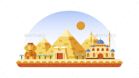 Egypt Icon in Flat Style - Decorative Symbols Decorative