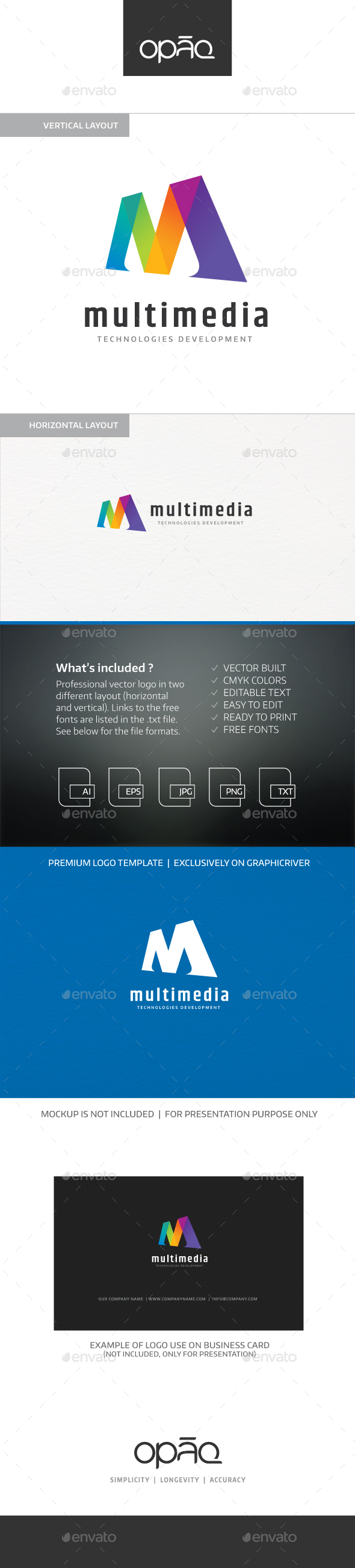 Multimedia M Letter Logo - Letters Logo Templates