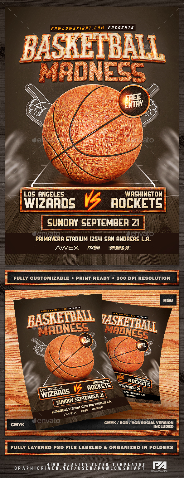 Basketball Madness v2 Flyer Template - Sports Events