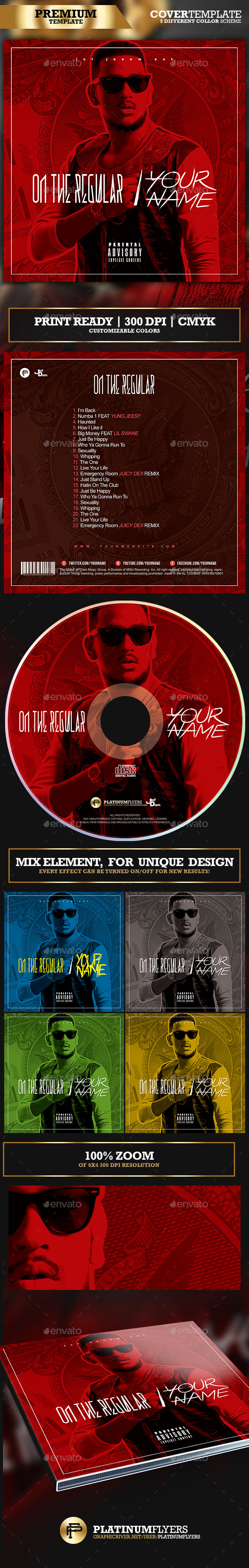 On The Regular Trap Mixtape Album CD Cover Template - Print Templates