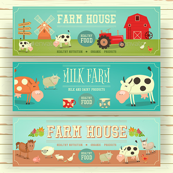 Farm House Web Banner Hero Image - Animals Characters