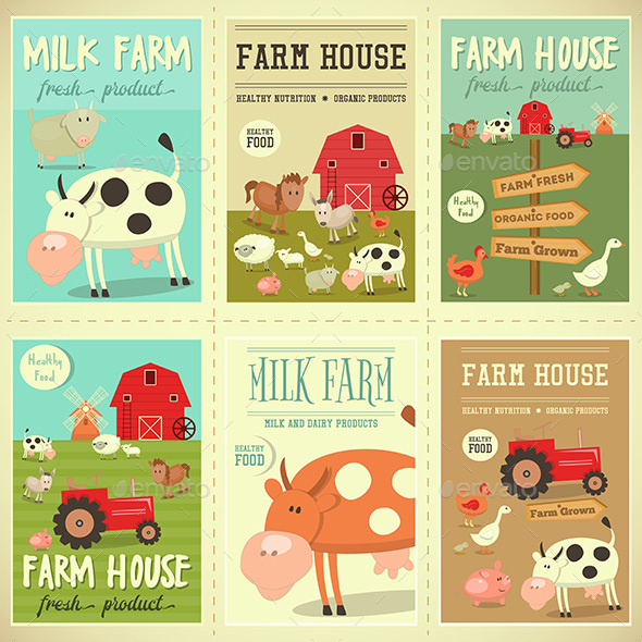 Farm House Posters - Animals Characters