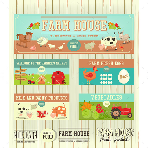 Farm House Posters - Animals Characters