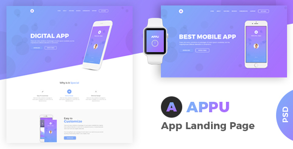 Appu - App Landing PSD Template by RegalTheme | ThemeForest