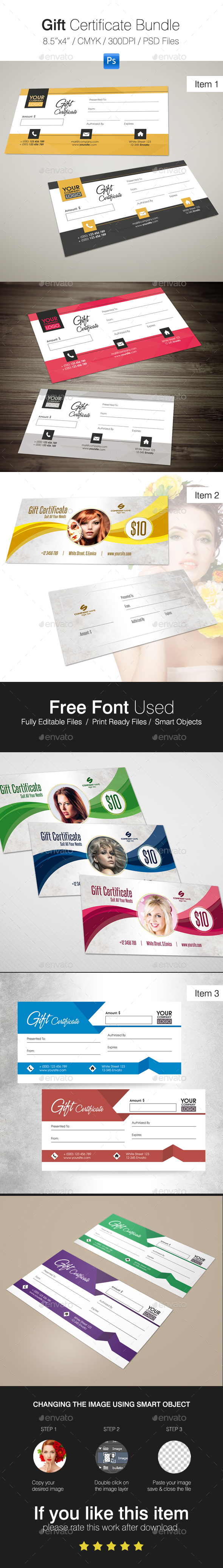 Gift Certificate Bundle - Cards & Invites Print Templates