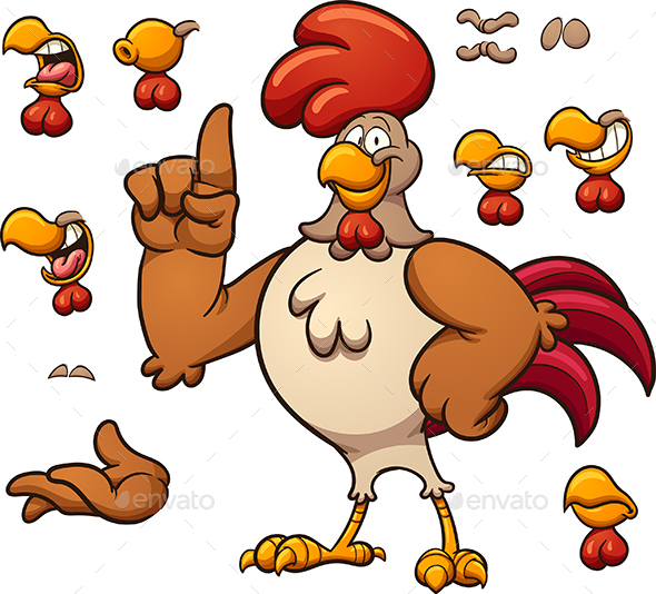 Cartoon Rooster - Animals Characters