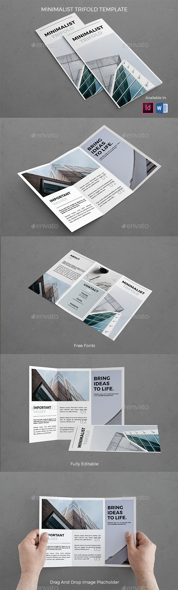 Minimalist Trifold Template - Brochures Print Templates