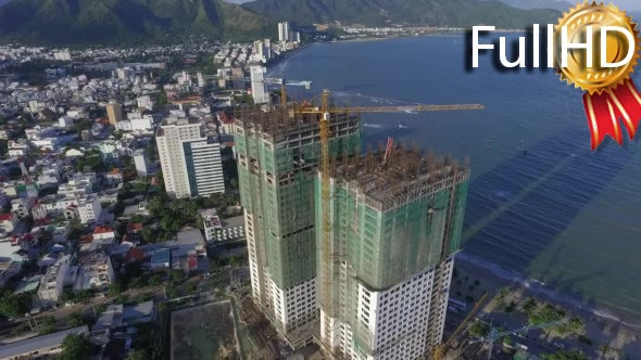 Aerial View of the Skyscrapers Being Built on the