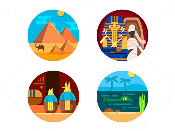 Travel To Egypt Set of Icons - Web Elements Vectors