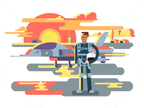 Military Pilot Man - People Characters