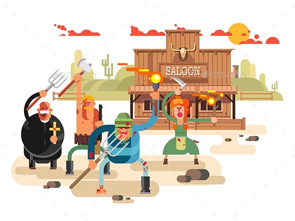 People with Torches and Pitchforks - People Characters