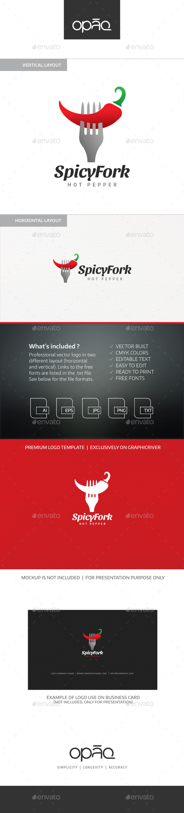 Spicy Fork Logo - Food Logo Templates