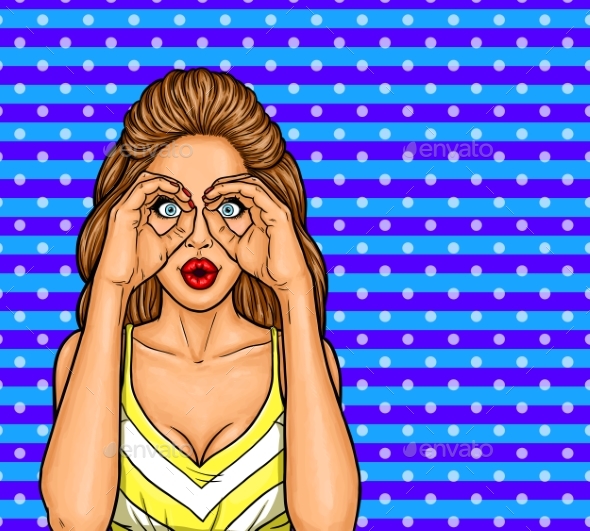 Pop Art Illustration of a Young Girl - People Characters