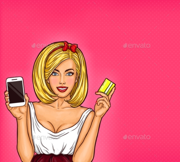 Pop Art Illustration of a Young Girl - People Characters
