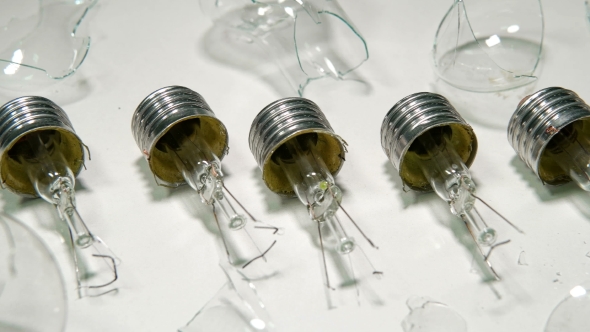 Broken Light Bulbs and Glass on a White Background alt