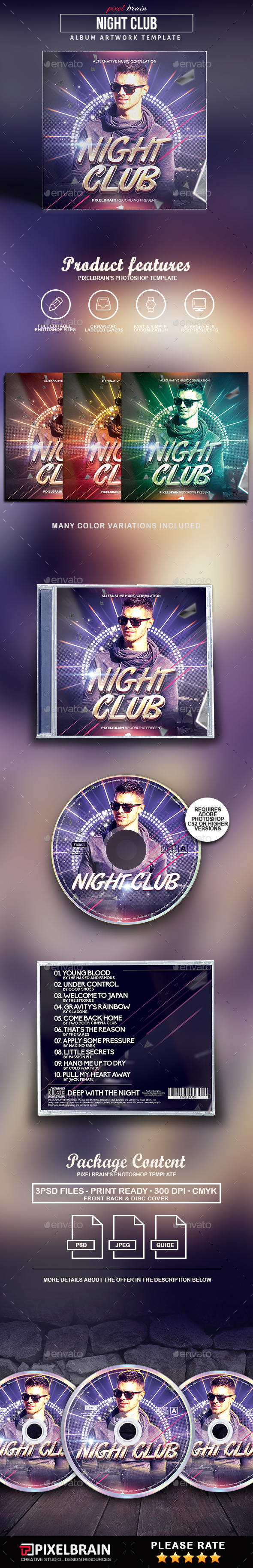 Night Club CD Cover Artwork - CD & DVD Artwork Print Templates