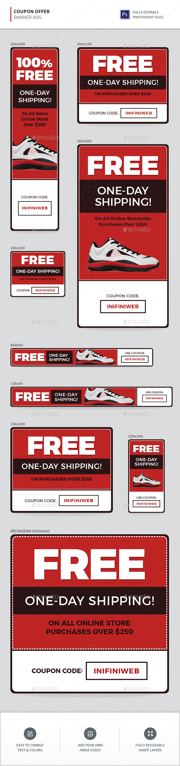 Coupon Offer Banners - Banners & Ads Web Elements