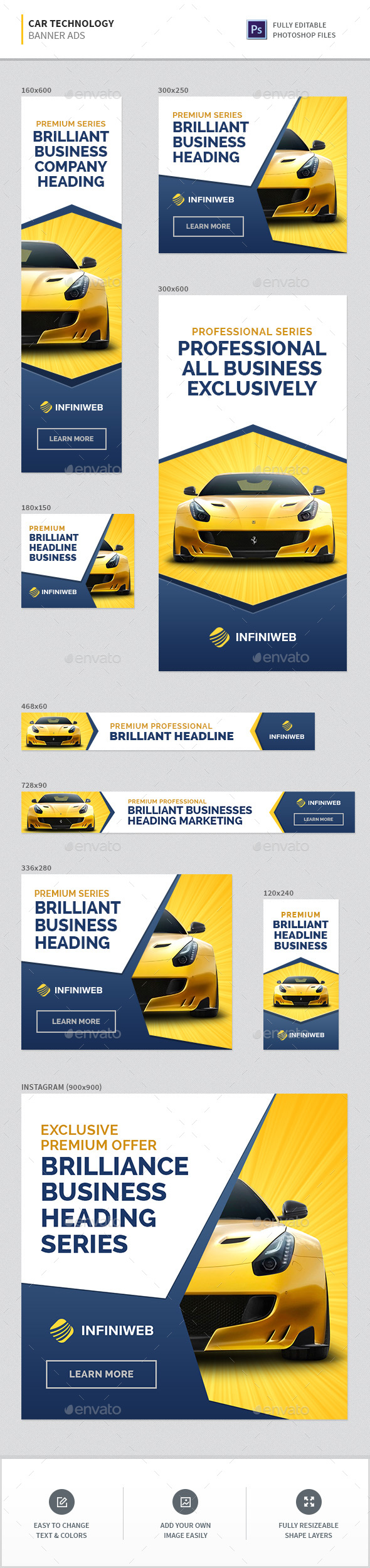Car Technology Banners - Banners & Ads Web Elements