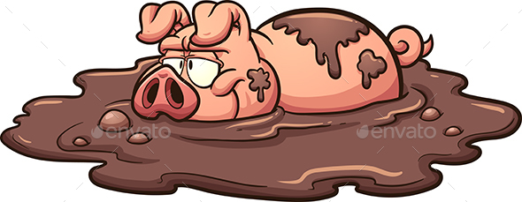Pig in Mud - Animals Characters