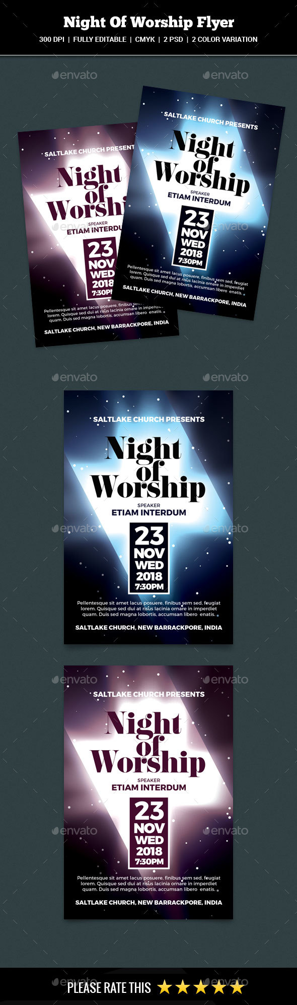 Night Of Worship Flyer - Church Flyers